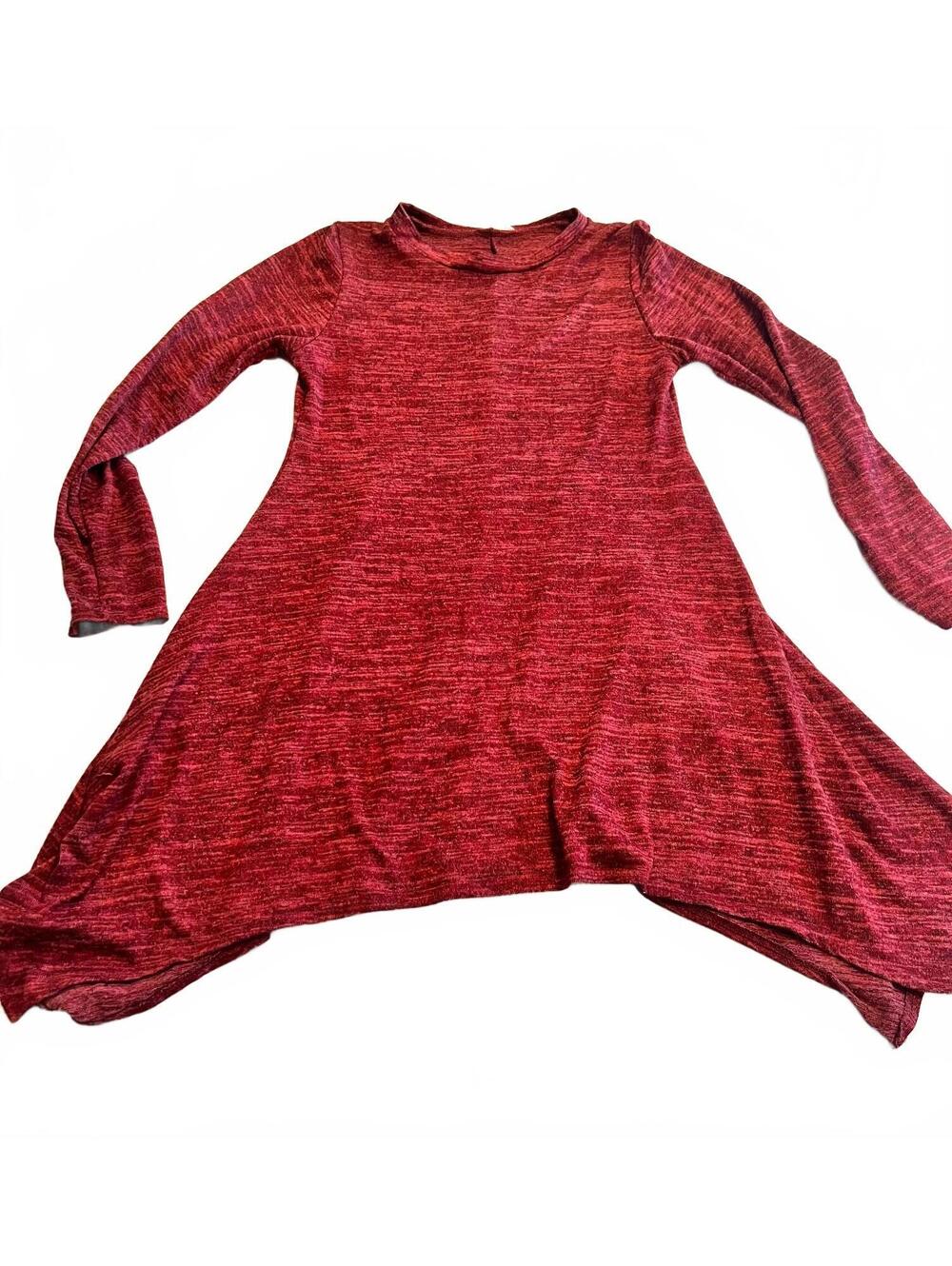 Long Sleeve Red Knit Tunic Dress